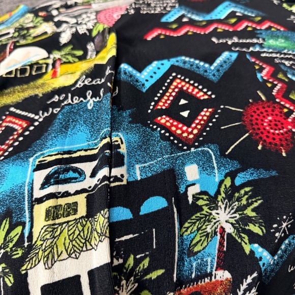 Chicos Travelers Womens LS V-Neck Tropical Village Print Top Medium (Chico's 1) - Picture 7 of 8